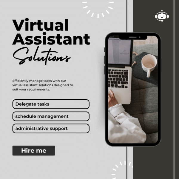 Graphic illustrating key VA services: data entry, digital marketing, and research.